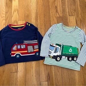 Baby Boden Fire Truck and Recycling Truck 3-4 Long Sleeve Shirts
